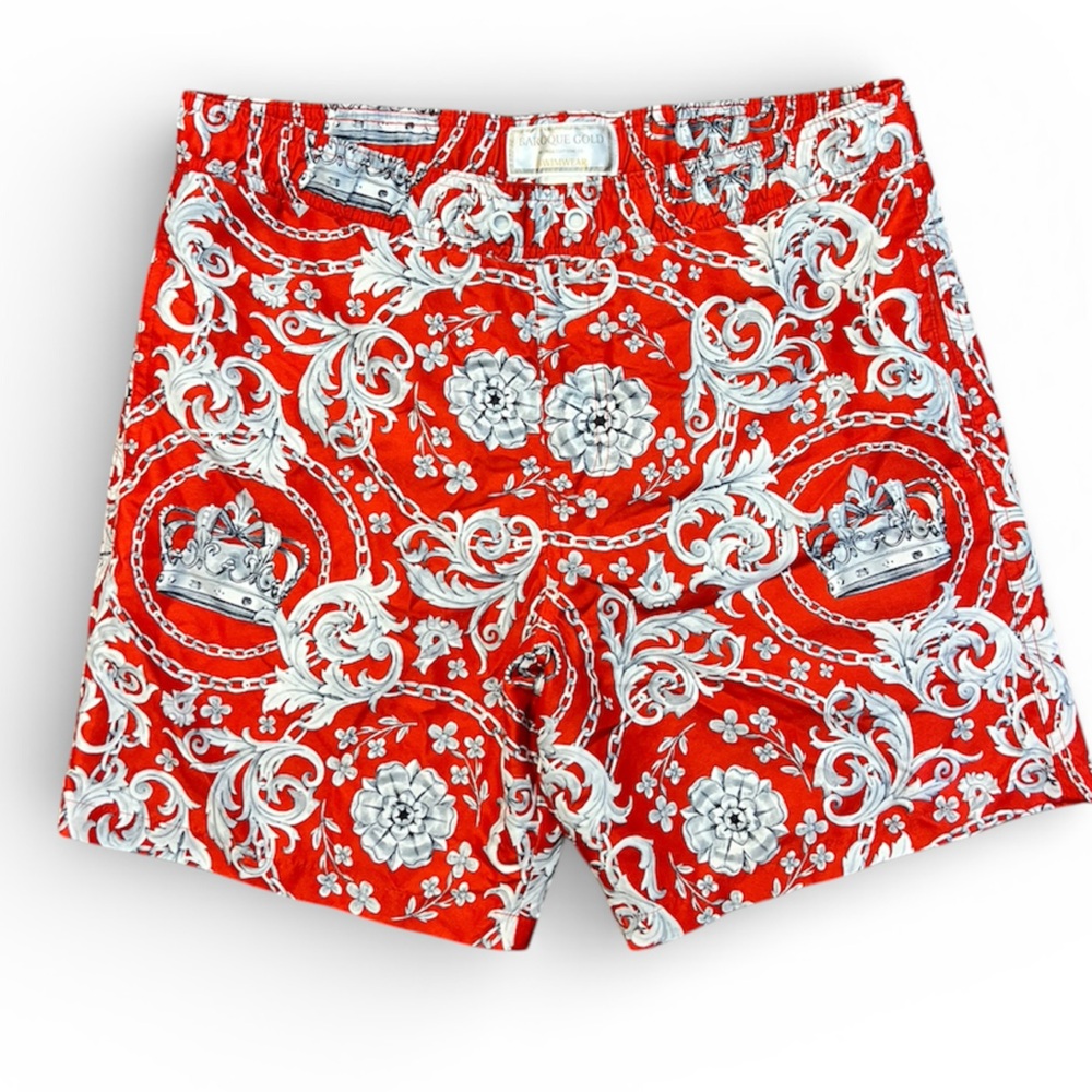 BAROQUE GOLD BY DRILL CLOTHING CO. Men's swim shorts ft baroque chain motifs med